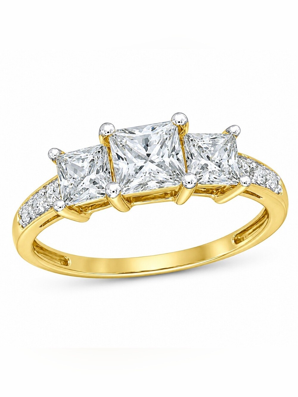 2.30 CTW Threestone Moissanite Engagement Ring In 10k Gold